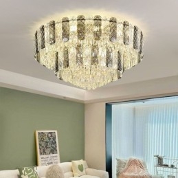 Plafoniera da soffitto rotonda a doppio strato in cristallo 80 cm