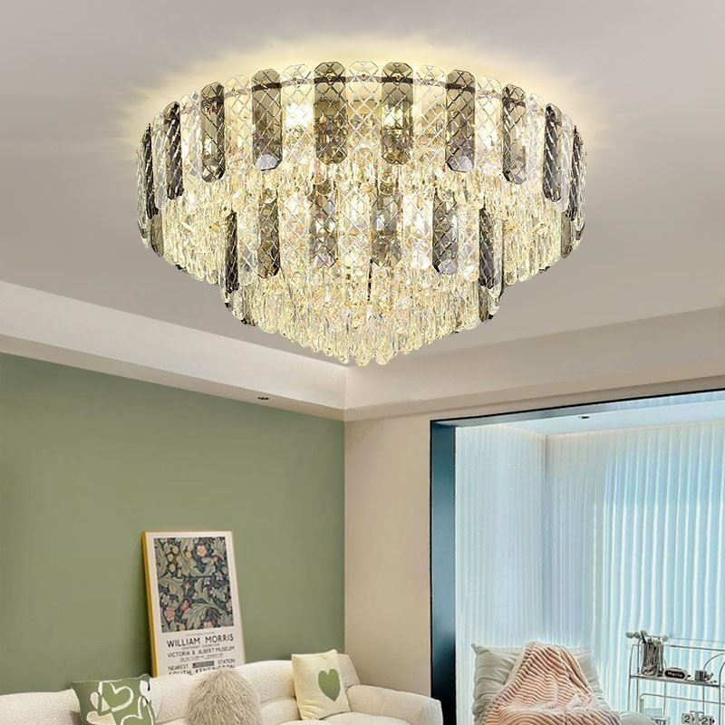 Plafoniera da soffitto rotonda a doppio strato in cristallo 80 cm