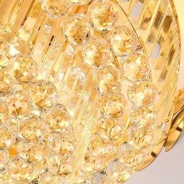 Plafoniera a filo rotonda in cristallo placcata oro 80 cm 16 luci E12/E14