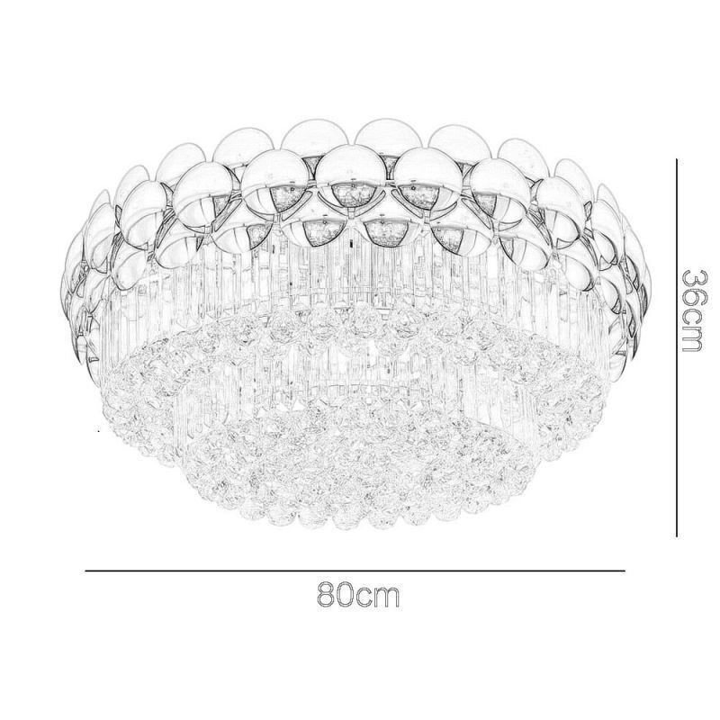 Plafoniera a filo rotonda in cristallo placcata oro 80 cm 16 luci E12/E14