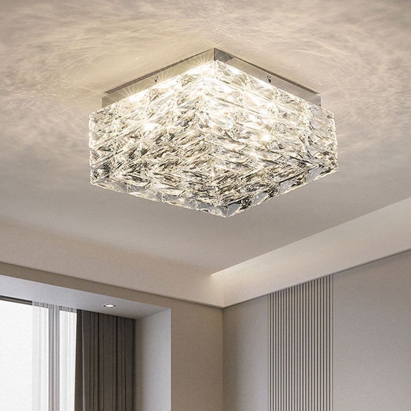 Plafoniera in cristallo da montaggio a filo, dimmerabile a tre colori