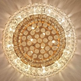 Plafoniera decorativa in cristallo di lusso, montaggio a filo, rotonda