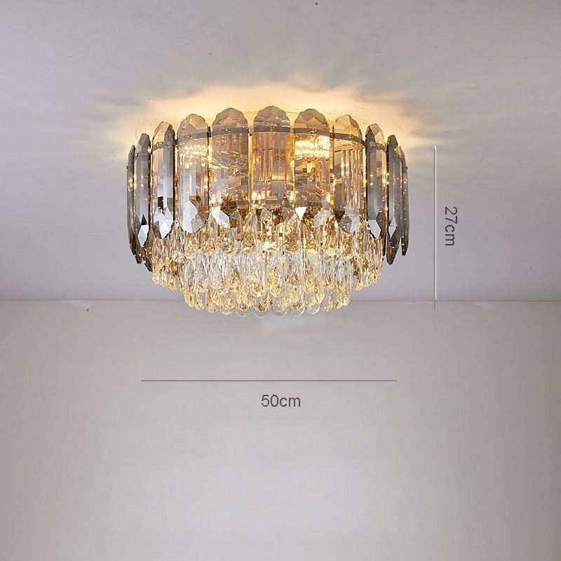 Plafoniera decorativa in cristallo grigio fumé a montaggio a filo