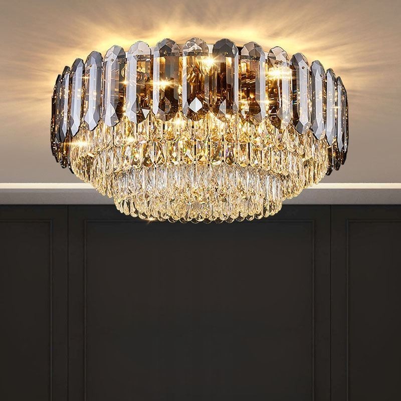 Plafoniera decorativa in cristallo grigio fumé a montaggio a filo