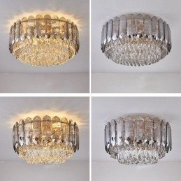Plafoniera decorativa in cristallo grigio fumé a montaggio a filo
