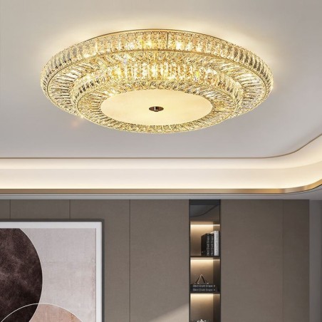 Plafoniera da soffitto decorativa in cristallo rotondo a montaggio a filo
