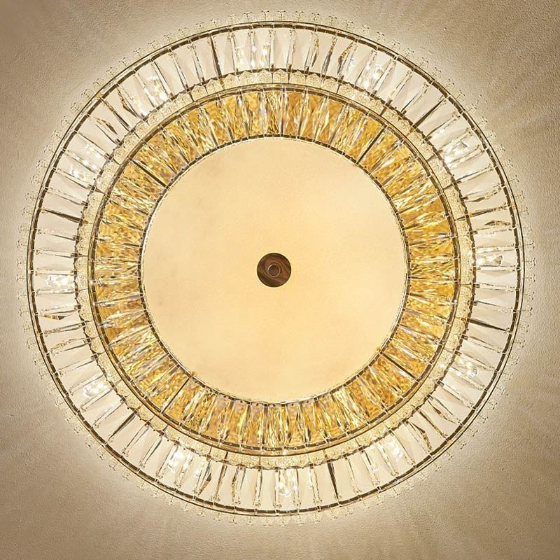 Plafoniera da soffitto decorativa in cristallo rotondo a montaggio a filo