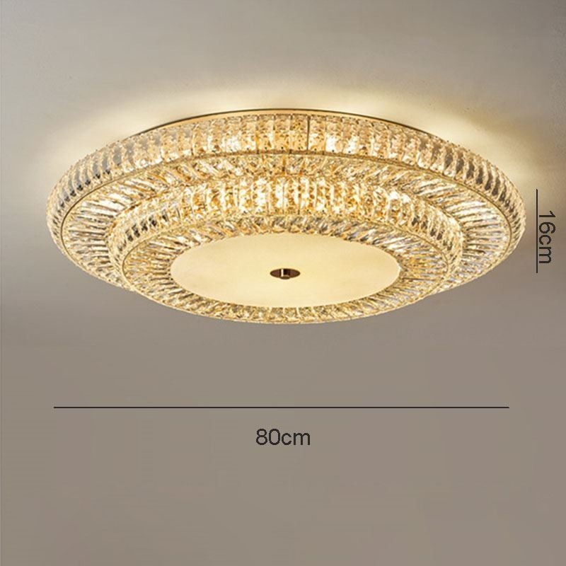 Plafoniera da soffitto decorativa in cristallo rotondo a montaggio a filo