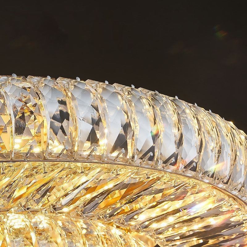 Plafoniera da soffitto decorativa in cristallo rotondo a montaggio a filo