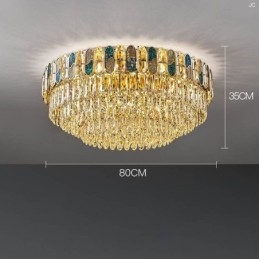 Plafoniera da soffitto in cristallo con paralume in vetro di cristallo e decorazione rotonda a filo