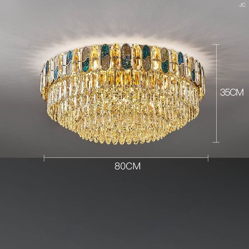 Plafoniera da soffitto in cristallo con paralume in vetro di cristallo e decorazione rotonda a filo