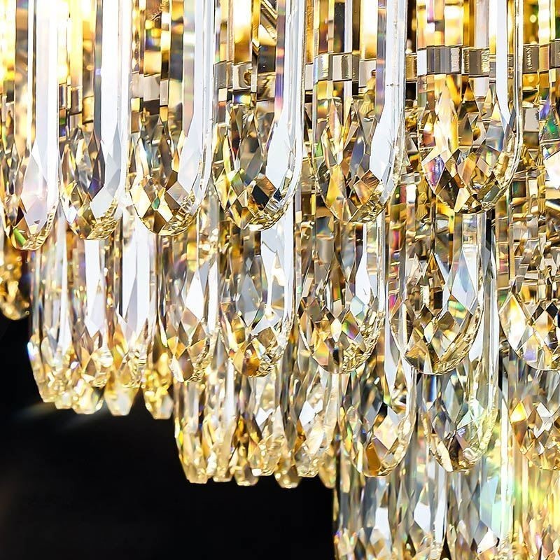 Plafoniera da soffitto in cristallo con paralume in vetro di cristallo e decorazione rotonda a filo