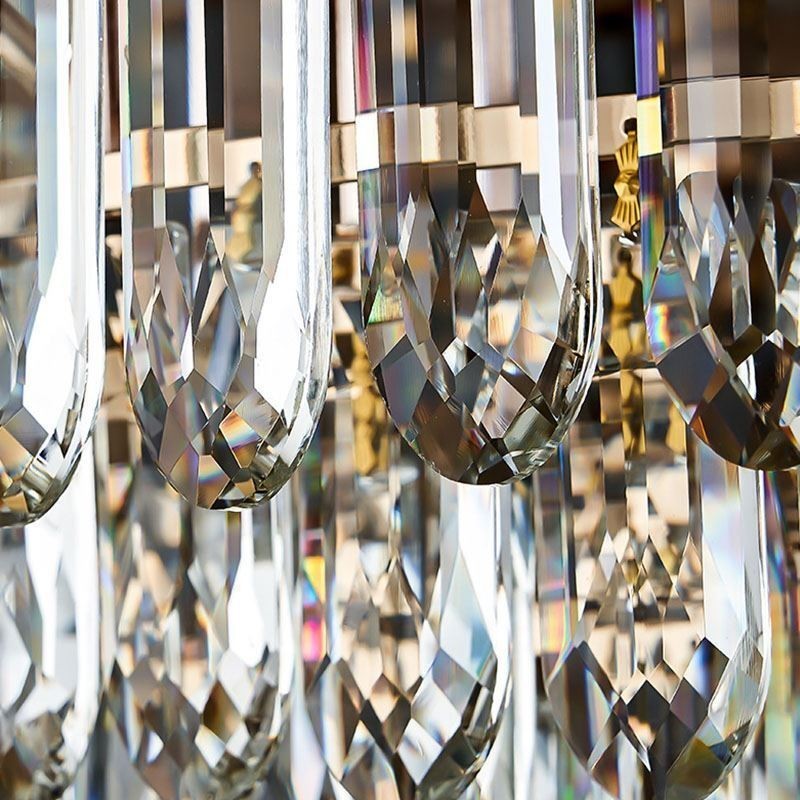 Plafoniera da soffitto in cristallo con paralume in vetro di cristallo e decorazione rotonda a filo