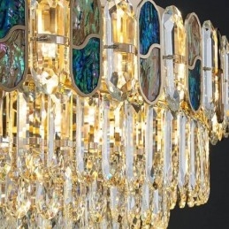 Plafoniera da soffitto in cristallo con paralume in vetro di cristallo e decorazione rotonda a filo