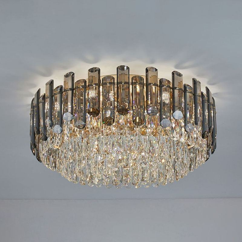 Plafoniera rotonda in cristallo, montaggio a filo, moderna, 4/7/10 luci, attacco E12/E14