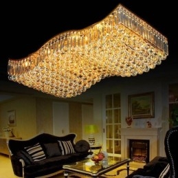 Lampadario rettangolare a filo in cristallo europeo