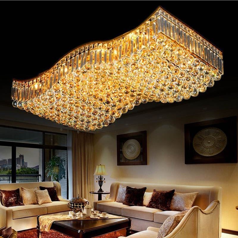 Lampadario rettangolare a filo in cristallo europeo