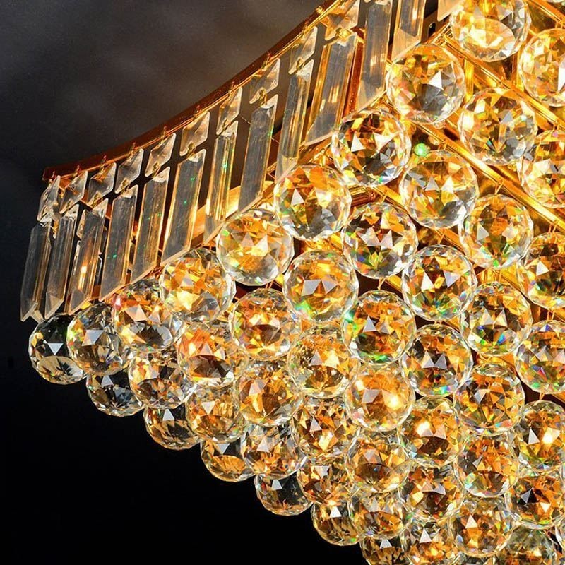 Lampadario rettangolare a filo in cristallo europeo