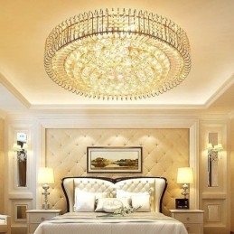 Plafoniera rotonda in cristallo da soffitto a filo in stile europeo