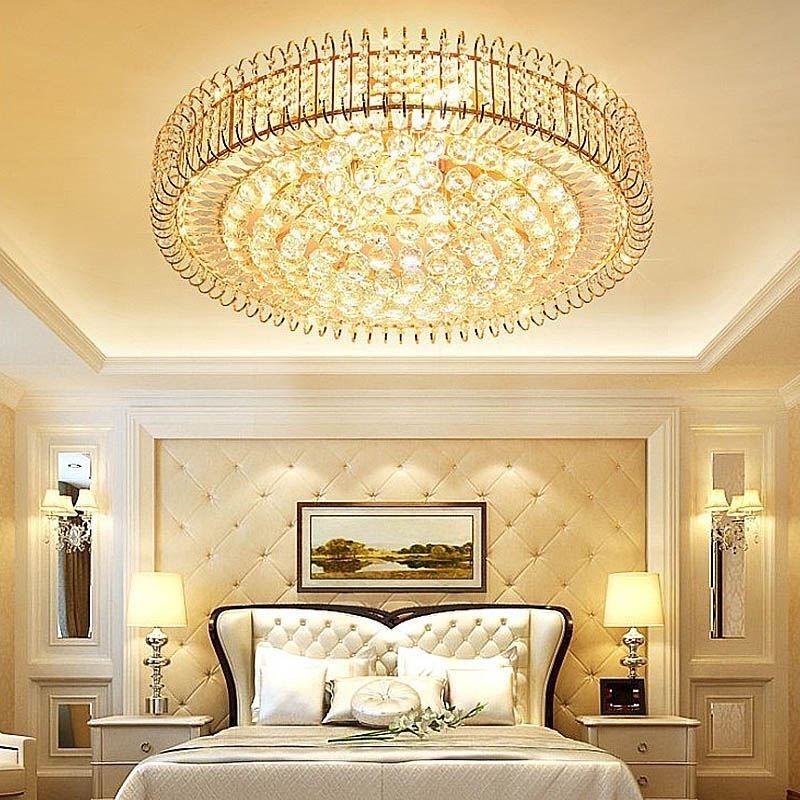 Plafoniera rotonda in cristallo da soffitto a filo in stile europeo