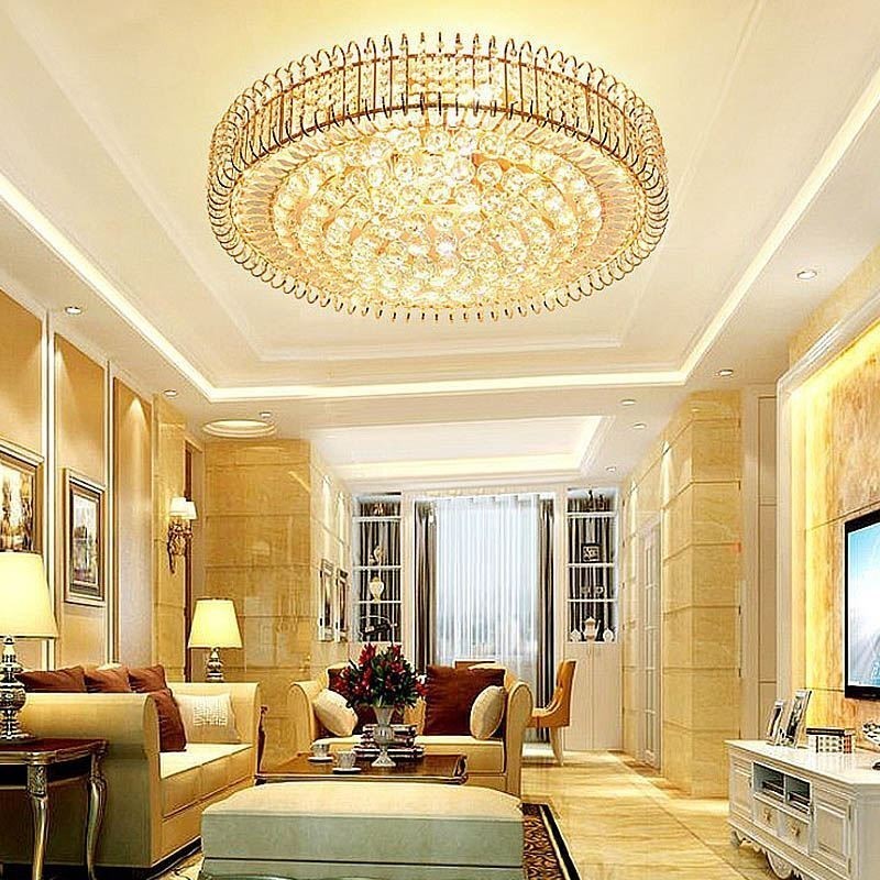Plafoniera rotonda in cristallo da soffitto a filo in stile europeo