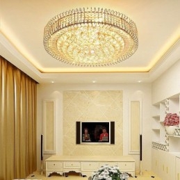 Plafoniera rotonda in cristallo da soffitto a filo in stile europeo