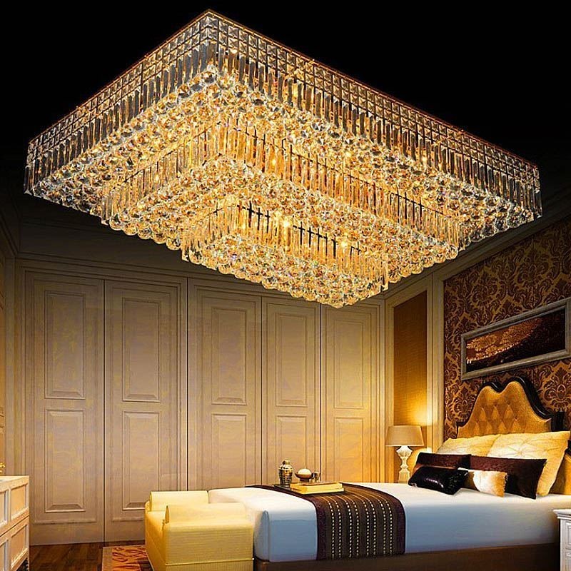 Lampadario a filo moderno a tre livelli in cristallo