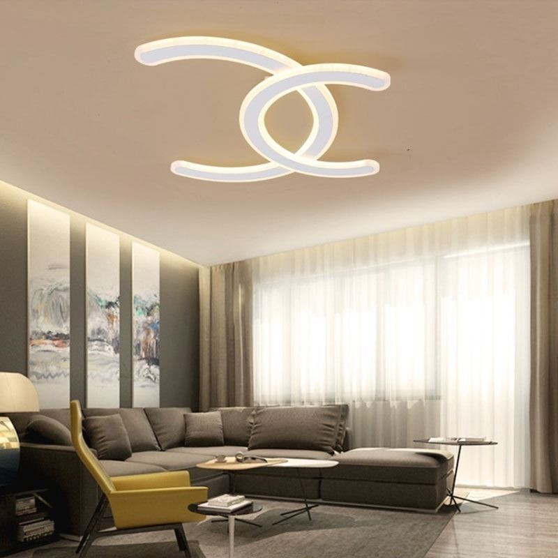 Plafoniera a filo LED moderna semplice in acrilico a lettera C 64 W 46 x 4,5 cm
