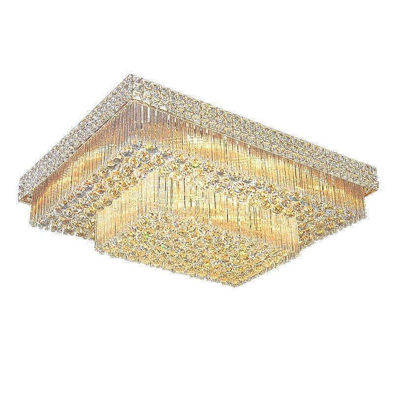 Lampadario quadrato europeo da soffitto a filo in cristallo 12 luci