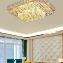Lampadario quadrato europeo da soffitto a filo in cristallo 12 luci