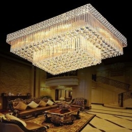 Lampadario quadrato europeo da soffitto a filo in cristallo 12 luci