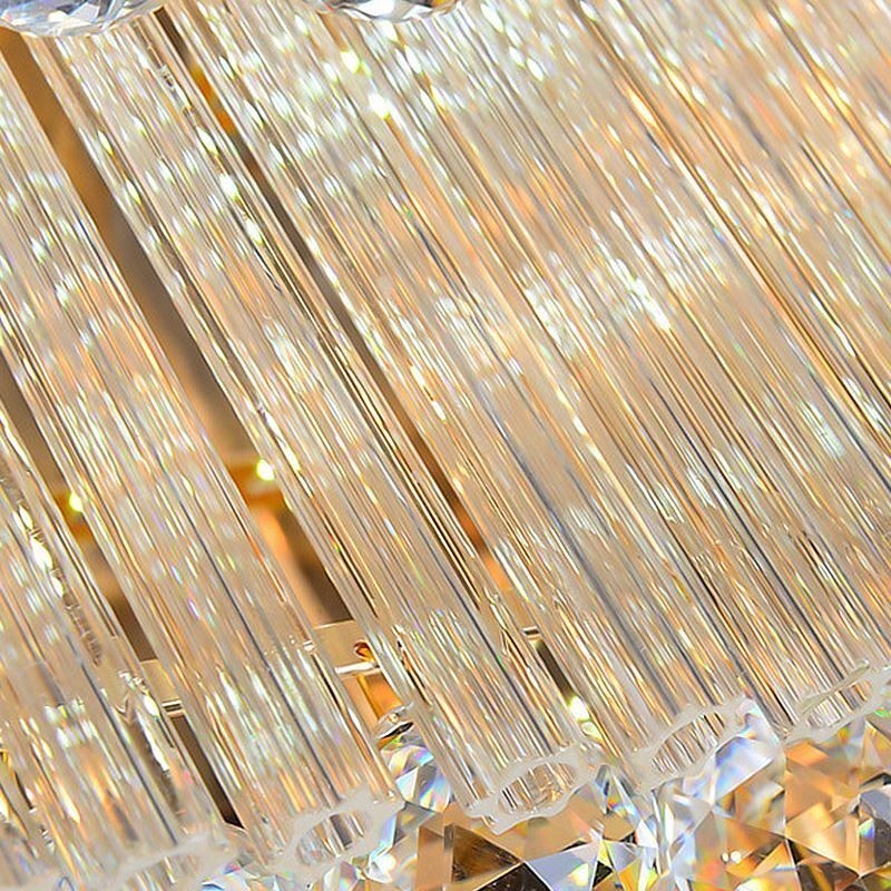 Lampadario quadrato europeo da soffitto a filo in cristallo 12 luci