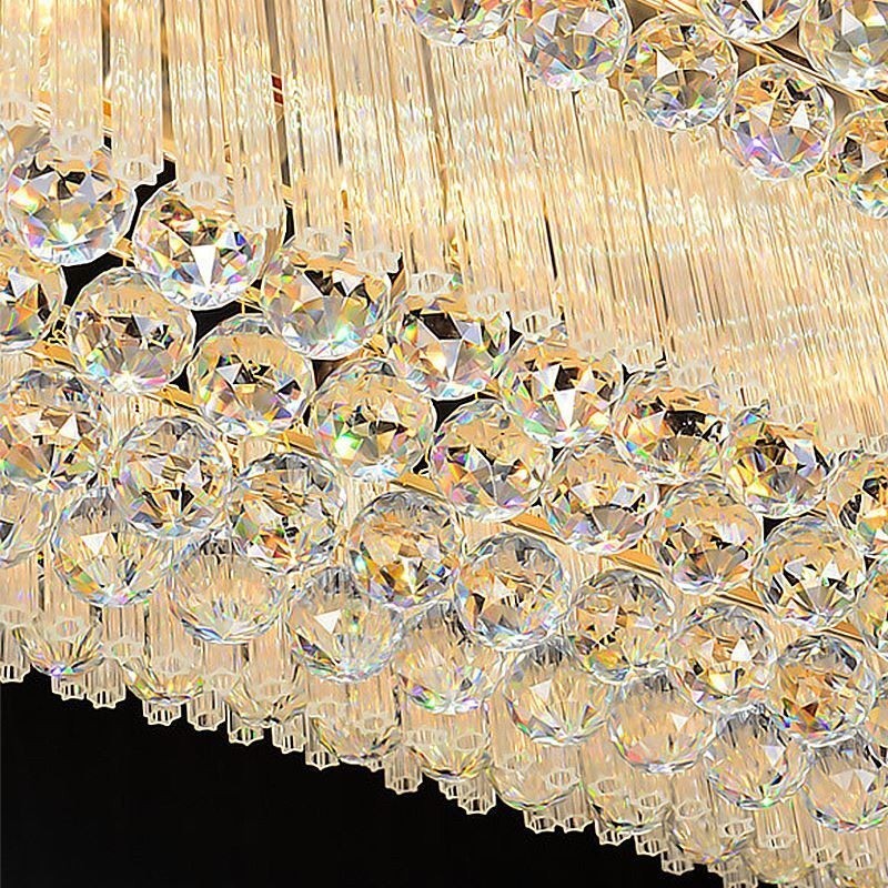 Lampadario quadrato europeo da soffitto a filo in cristallo 12 luci