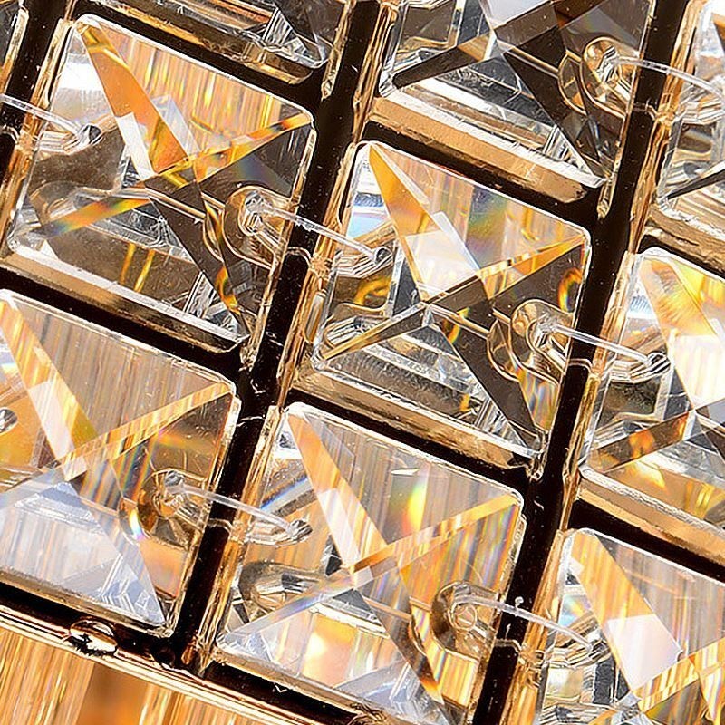 Lampadario quadrato europeo da soffitto a filo in cristallo 12 luci