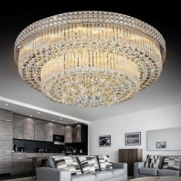 Lampadario da soffitto moderno rotondo in cristallo montaggio a filo