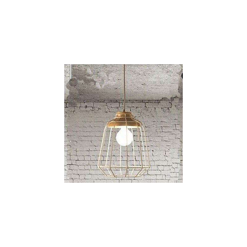 Lampadario mini in metallo bianco con decorazioni in legno o bambù