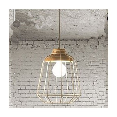 Lampadario mini in metallo bianco con decorazioni in legno o bambù