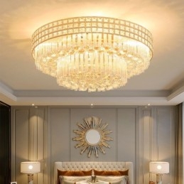Lampadario da soffitto moderno rotondo in cristallo montaggio a filo