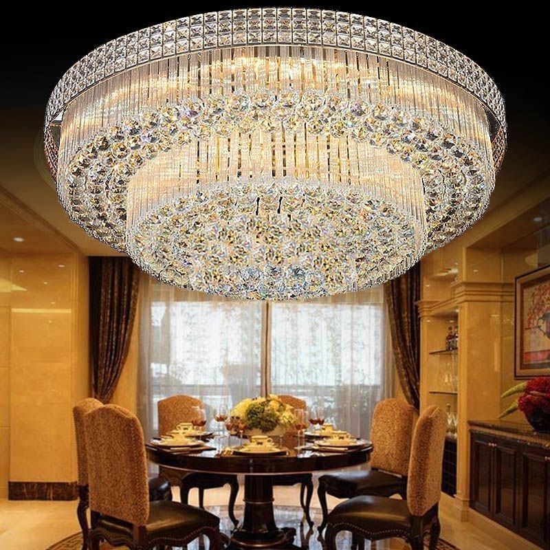 Lampadario da soffitto moderno rotondo in cristallo montaggio a filo