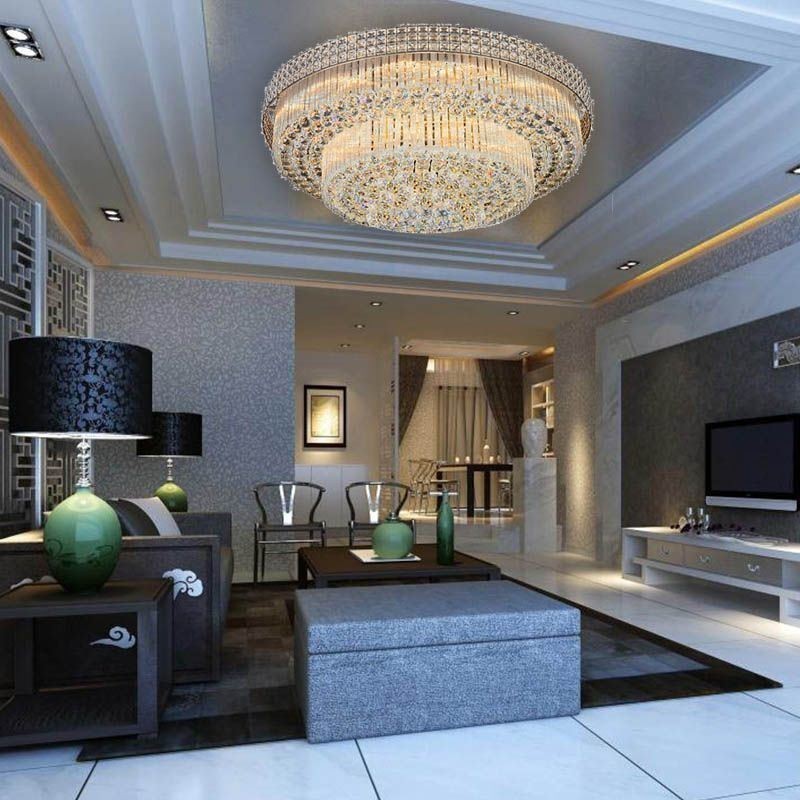 Lampadario da soffitto moderno rotondo in cristallo montaggio a filo