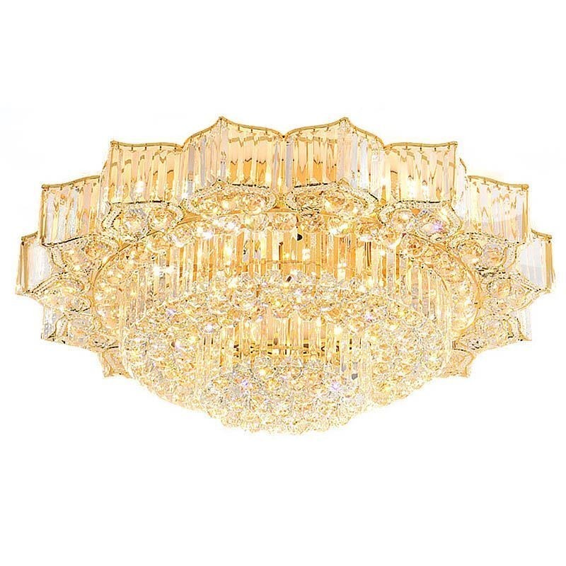 Lampadario rotondo a filo in cristallo a forma di fiore