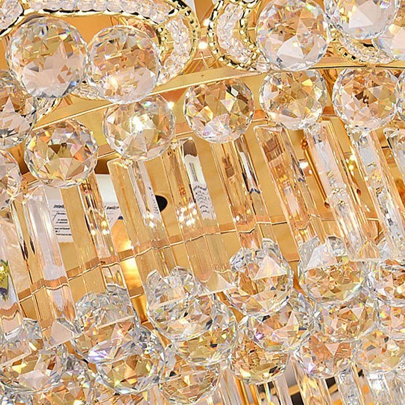 Lampadario rotondo a filo in cristallo a forma di fiore