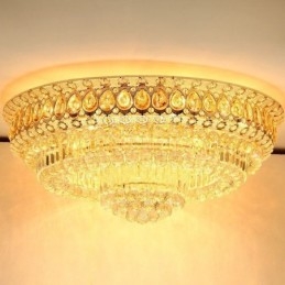 Plafoniera da soffitto rotonda in cristallo moderna semplice, 14 luci, 100×40 cm