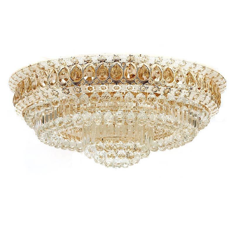 Plafoniera da soffitto rotonda in cristallo moderna semplice, 14 luci, 100×40 cm