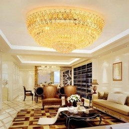 Plafoniera da soffitto rotonda in cristallo moderna semplice, 14 luci, 100×40 cm