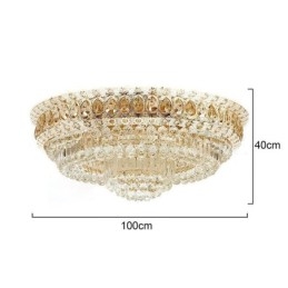 Plafoniera da soffitto rotonda in cristallo moderna semplice, 14 luci, 100×40 cm