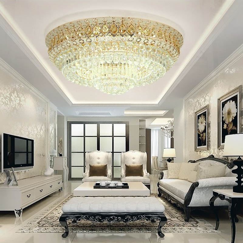 Plafoniera da soffitto rotonda in cristallo moderna semplice, 14 luci, 100×40 cm