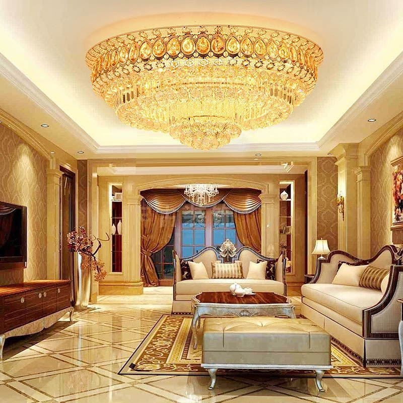 Plafoniera da soffitto rotonda in cristallo moderna semplice, 14 luci, 100×40 cm