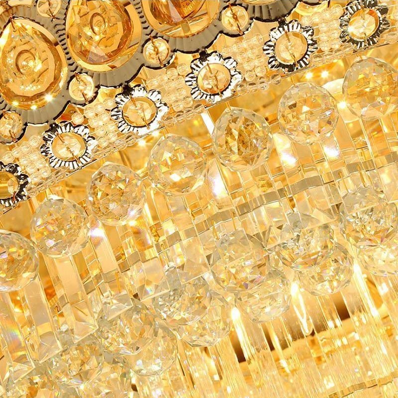 Plafoniera da soffitto rotonda in cristallo moderna semplice, 14 luci, 100×40 cm