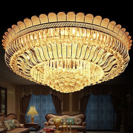 Plafoniera in cristallo rotonda a filo 100x40 cm 14 luci E12/E14 + LED